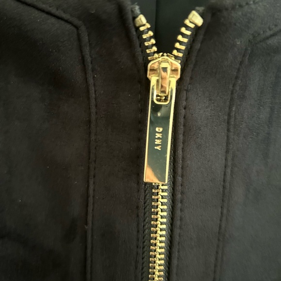 DKNY Women's Faux Suede Zip Front Peplum Jacket Size 12 - Picture 4 of 9